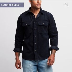 Line of Trade Corduroy Overshirt Workshirt Navy Blue Men's 2XL Button Front